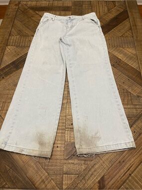PacSun Light Wash Wide Leg Raw Hem Denim Jeans